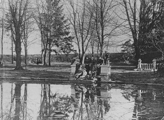 Unidentified students are relaxing at Maxwell Spring