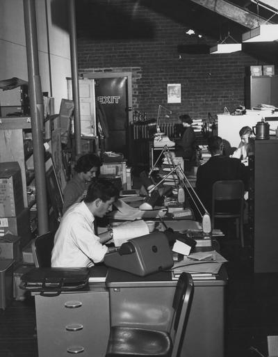 Makeshift office for members of the Medical Center staff until new Center is available. Received December 11, 1959 from Public Relations