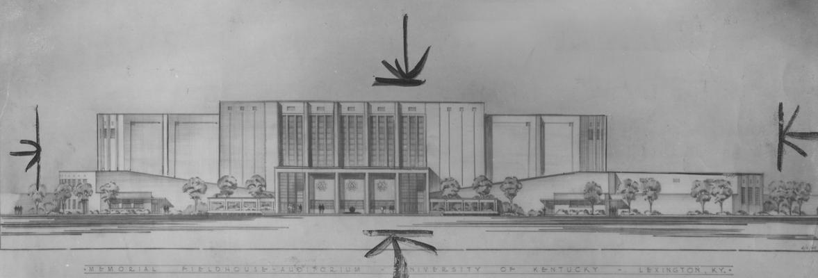 Architectural drawing of Memorial Fieldhouse- Auditorium