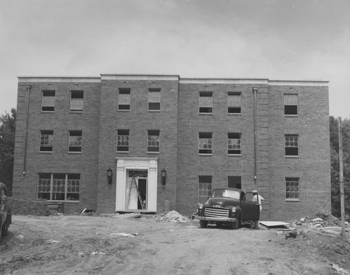 Construction of an unidentified building. Received August 9, 1957 from Public Relations