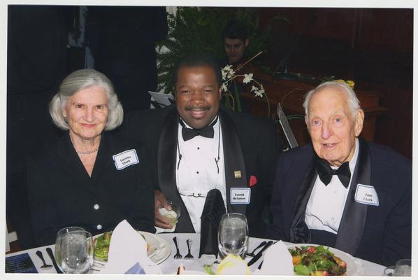 From the left:  Loretta Clark, Everett McCorvey, and Dr. Thomas Clark.  They are at a ceremony for the reopening of the Main Building