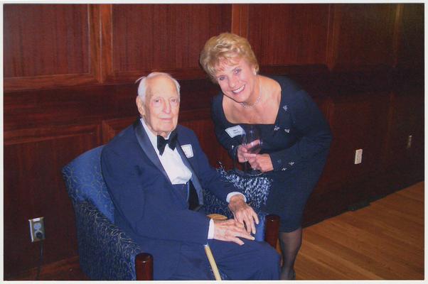 Dr. Thomas Clark and Board of Trustees member Alice Sparks are at a ceremony for the reopening of the Main Building