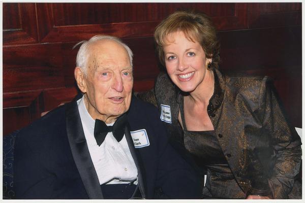 Dr. Thomas Clark and Marianne Smith Edge are at a ceremony for the reopening of the Main Building