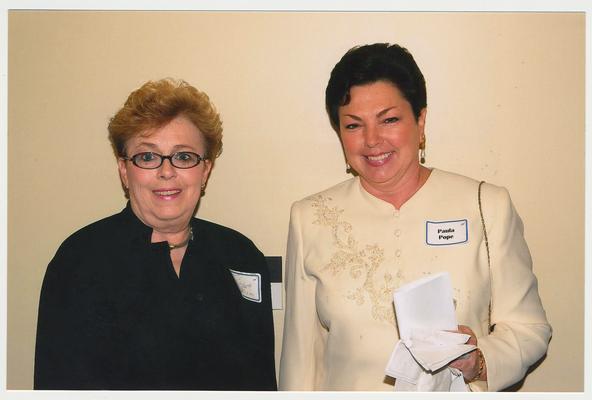 Carolyn Williams (Dean of Nursing) and Paula Pope (Central Development) are at a ceremony for the reopening of the Main Building