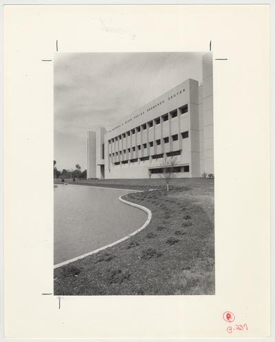 An exterior view of the Maxwell H. Gluck Equine Research Center