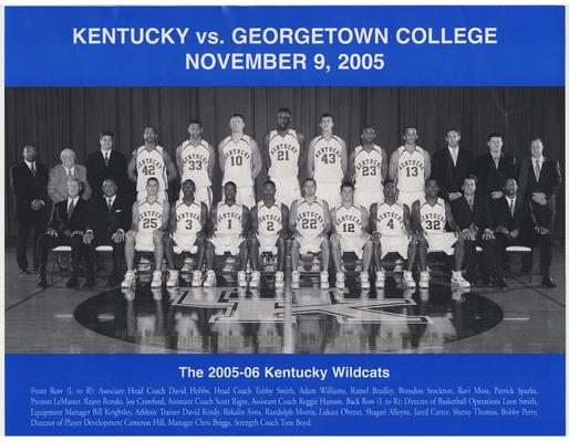 The University of Kentucky 2005 - 2006 team picture.  On the front is the team picture with the heading 