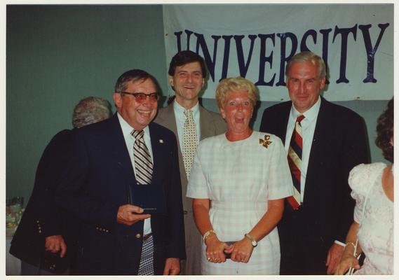 The 1992 Alumni Association Service Awards.  From the left: Ralph McCracken, Jr., Bruce K. Davis, Marian Sims, and Terry Mobley