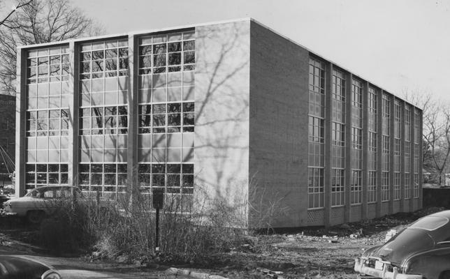 Construction of Pharmacy building at the corner of Washington Avenue and Gladstone Avenue. Received December 18, 1957 from Public Relations