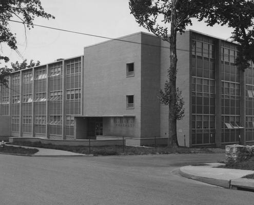 Construction of Pharmacy building at the corner of Washington Avenue and Gladstone Avenue. Received August 9, 1957 from Public Relations