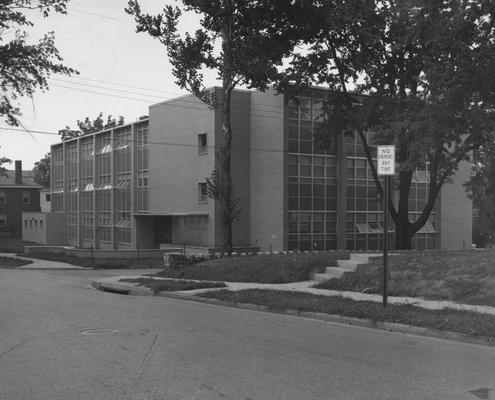 College of Pharmacy building at the corner of Washington Avenue and Gladstone Avenue. Received August 9, 1957 from Public Relations