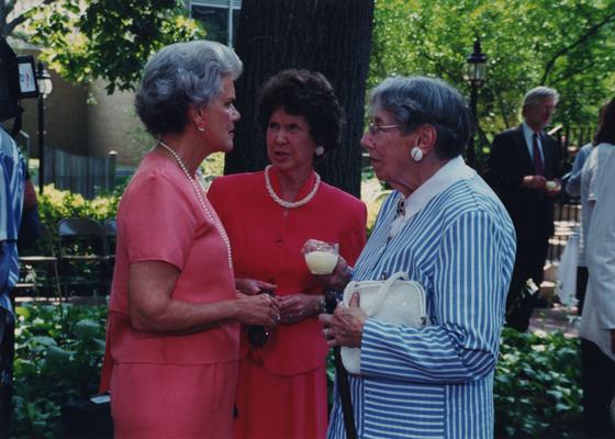 Celebration: July 11, 2002; Actual Birthday: July 16, 2002. Left to right: Eleanor Milward, unidentified woman, Dr. Mary W. Hargreaves, and Richard Belding, State Archivist in the far right back corner