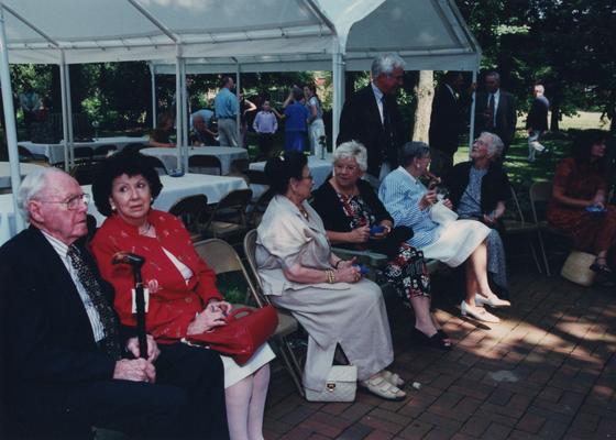 Celebration: July 11, 2002; Actual Birthday: July 16, 2002. Guests seated; next to last person, in blue stripes is Dr. Mary W. Hargreaves