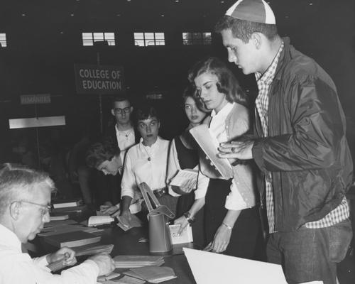 Registration--Dr. Van Harne and students. Received December 20, 1957 from Public Relations