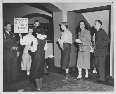 Students in line to vote for Student Government Officers. Photographer: Mack Hughes