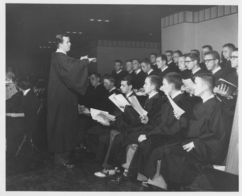 Student Union choir before they perform. Received December 16, 1957 from Public Relations