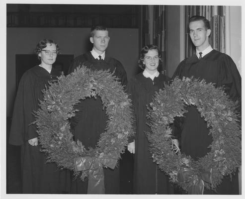 Student Union, four choir members. Received December 16, 1957 from Public Relations