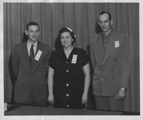 Utopia Club Conference February 4, 1954; State Officers (1954 - 1955) from left to right: George Wright, vice - president, Stella Wethington, secretary, George Finell Jr., president