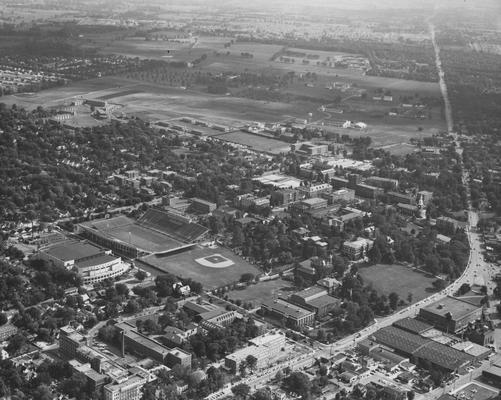 The University of Kentucky had a rural look in 1957 when the South Farm was adjacent to the campus; Photograph by Courier - Journal and Louisville Times