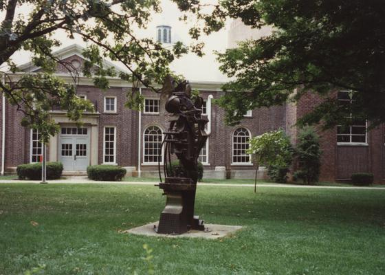 Sculpture in front of the Wendt Machine Shop and Engineering building; Destroyed circa 1999/2000, Wendt Machine Shop