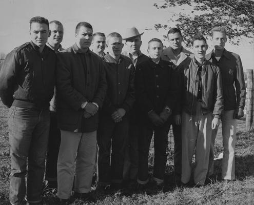 From left to right: William Glenn Luce, Robert Bennett, Gene Cravens, Oliver Deaton, Bill Cisney, Russell Bingham, Robert Berry, Bob Garrigus, Charles Gray, and Bob Wade