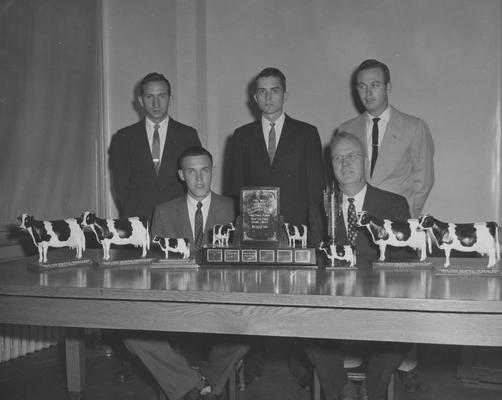 Men with trophies; Seated: Clyde Allen, Floyd Hall; Standing: Richie H. Lowe, J. Smith Mitchell, Archie Church