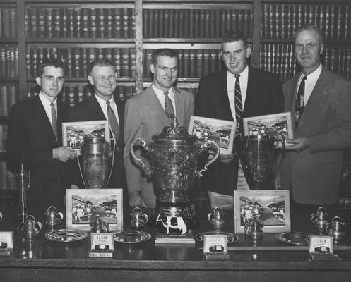 Winning Dairy Judging Team; From left to right: J. Smith Mitchell, unidentified, unidentified, Roy Gibson, Floyd Hall