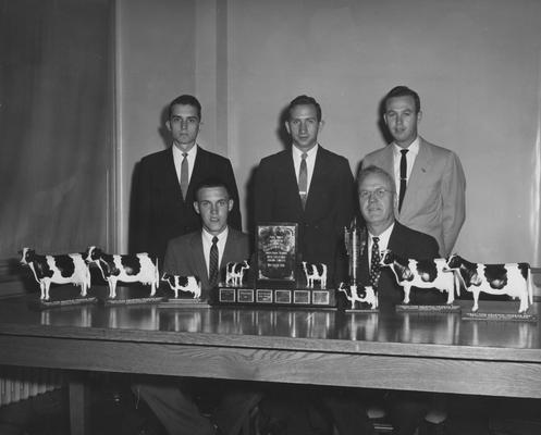 Men with trophies; Seated: Clyde Allen, Floyd Hall; Standing: Richie H. Lowe, J. Smith Mitchell, Archie Church