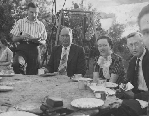 Pi Mu Epsilon Picnic; From left to right: Cooper (in background), Eaves, Brown, Snyder, and Downing; Photographer: Dr. Claiborne G. Latimer