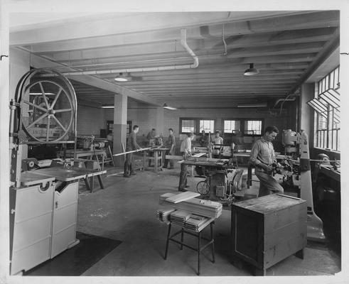 High School students in the wood - working department of the Owensboro Technical High School