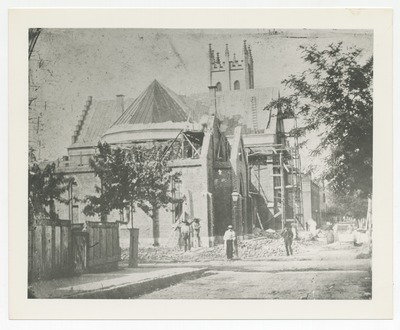 Northwest corner of Upper Street at Church Street, building an addition onto the rear of Christ Episcopal Church