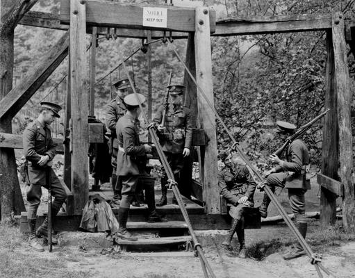 National Guardsmen at a trestle