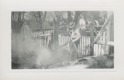 man working in yard