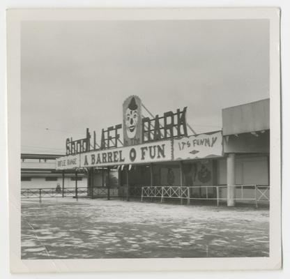 Laff in the Dark amusement facility, Joyland Park; funhouse; exterior