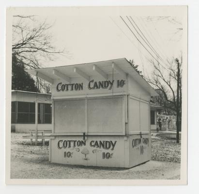 Cotton Candy 10 Cents, amusement food stand, Joyland Park;front view