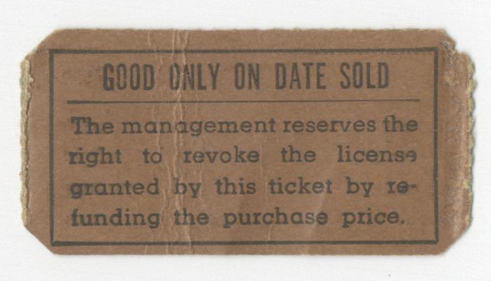 Joyland Inc. Lexington, Ky. Good for any ride. 001416; Joyland Park; Brown ticket