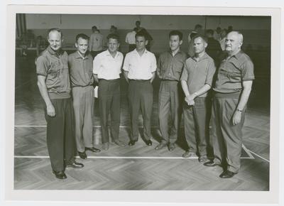 USAREUR (U.S. Army Europe) Coaches Clinic; Adolph Rupp and Charles K. Orsborn with Dutch guests