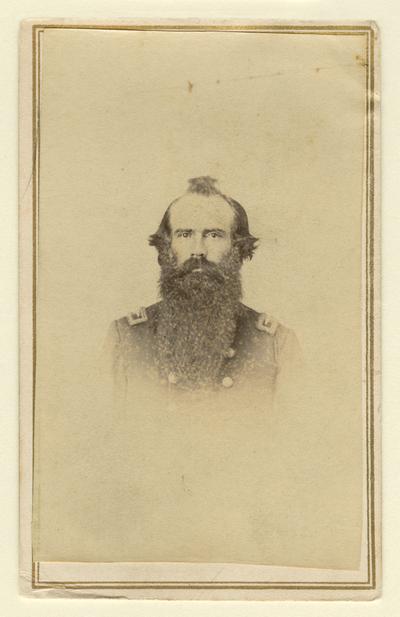 Lieutenant Colonel Milton Graham (?-?), U.S.A., 11th Kentucky Cavalry, Company F, S; written on back in pencil: Col. Milton Graham / 11th Ky. Cav. ([no information])