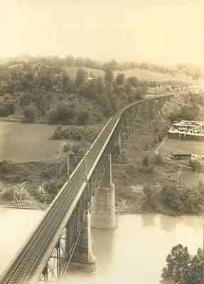 Looking down on High Bridge over a river