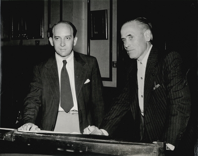 Performance by John Jacob Niles at Western Kentucky University; Weldon Hart (right) and John Jacob Niles; Bowling Green, KY