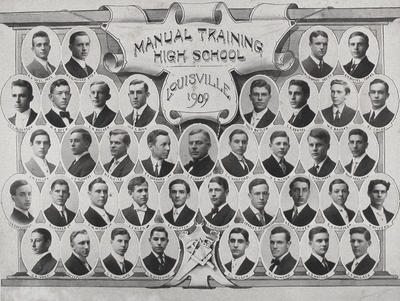 John Jacob Niles (4th row, 4th from left) with members of 1909 Manual Training High School graduating class; Louisville, KY