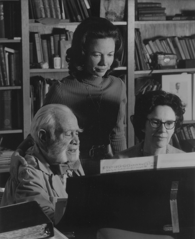 Rehearsal at Boot Hill Farm; Left to Right: John Jacob Niles, Jacqueline Roberts, and Nancie Field; Tony Leonard