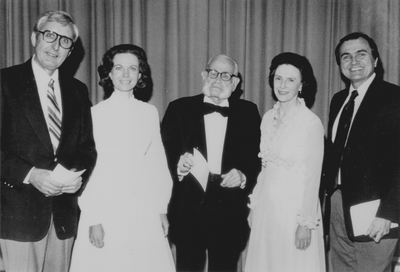 Performance at the University of Missouri; Kansas City. Jacqueline Roberts, John Jacob Niles, and Nancie Fields with two unidentified men