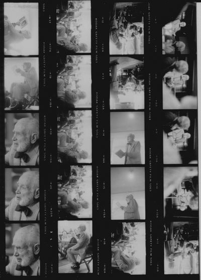 Contact sheet: Concert and poetry reading at last birthday concert performed; Westerley, Rhode Island; Robert Izzo