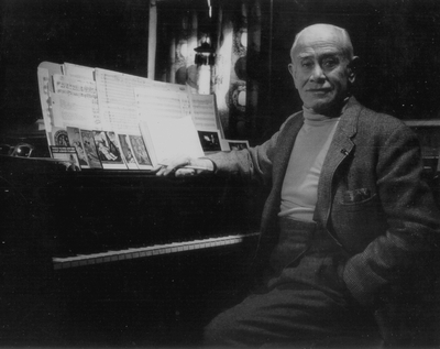 John Jacob Niles posed at piano; Boot Hill Farm; Jack Cobb