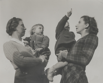 Lady Gwennifer Blennerhassett and son Adrian with Rena and Tom Niles (left to right); Lady Blennerhassett resided in U.S. during World War II.  Her husband, a friend of John Jacob Niles, died at Dunkirk