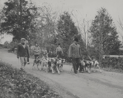 Roading the hounds; Left to right: John Jacob and Rena Niles, John Ed Niles, 