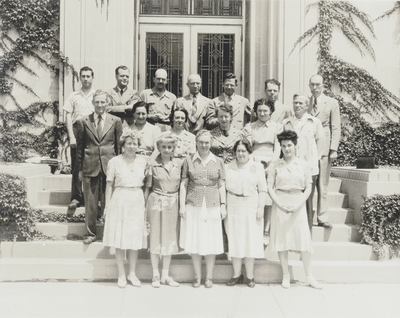Faculty of Folklore Institute, Indiana University, Dr. Stith Thompson (top row), John Jacob Niles (second row, far right)
