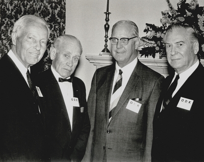 John Jacob Niles (second from left) with unidentified man after a meeting; Lexington Herald-Leader