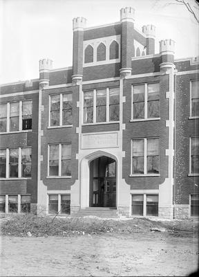 exterior front entrance of Lexington High School building