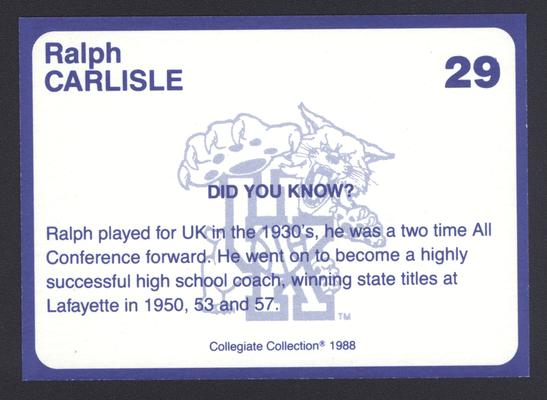 Kentucky's Finest #29: Ralph Carlisle (1934-37), back